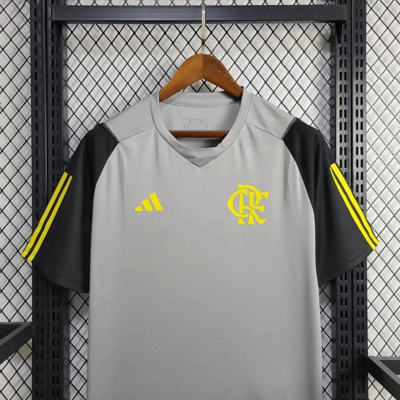 Camisa Flamengo Treino 24/25 - Torcedor Masculina Cinza, Amarela e Preta