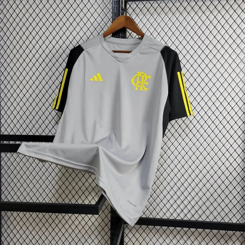Camisa Flamengo Treino 24/25 - Torcedor Masculina Cinza, Amarela e Preta