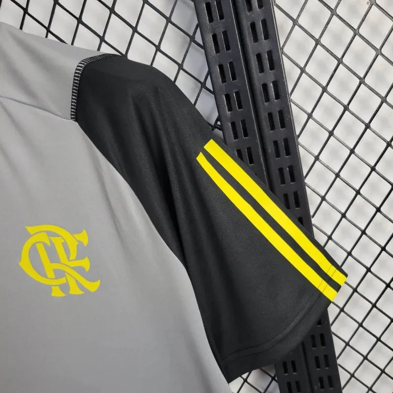 Camisa Flamengo Treino 24/25 - Torcedor Masculina Cinza, Amarela e Preta